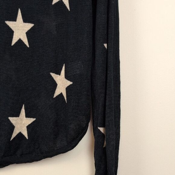 Rails Black and Cream Star Patterned Linen Top Lightweight Sweater Size M - Picture 4 of 11